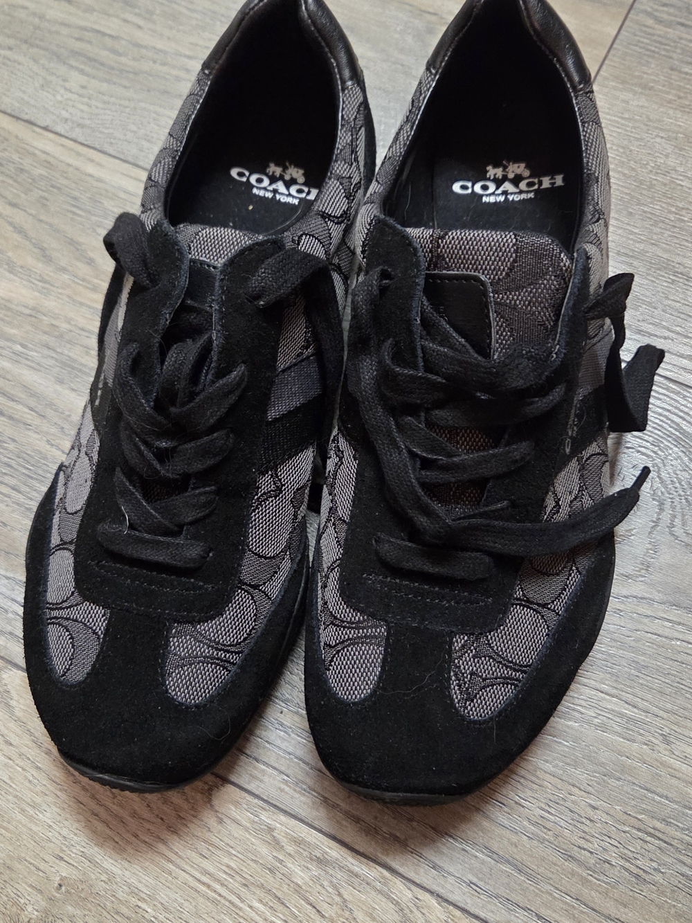 Coach Black Signature Jacquard Lace-Up Sneakers